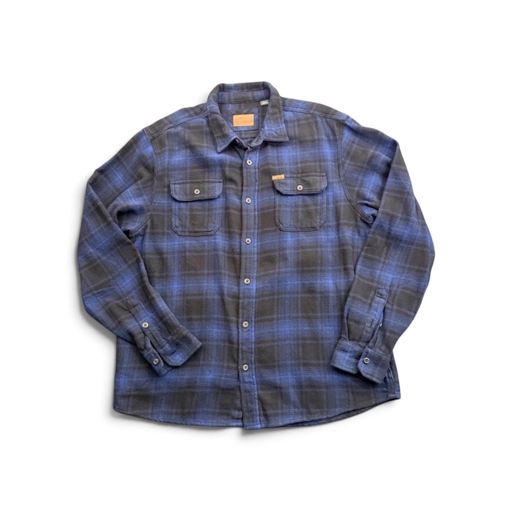 Orvis Classic Collection Mens XL Blue Black Plaid Flannel Button Down Shirt